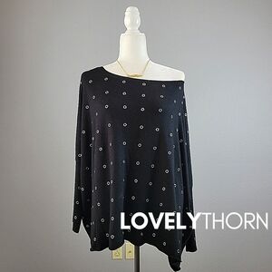 T-BAGS // ltd ed oversized cape style off the shoulder rivet detail knit…